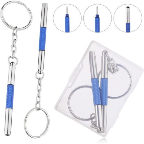 2 Pièces Tournevis à Lunettes, 3 en 1 Tournevis de réparation de poche pour Lunettes, Lunettes de Soleil, Montres, double extrémité Tête cruciforme, tête plate et porte-écrou (1/4)