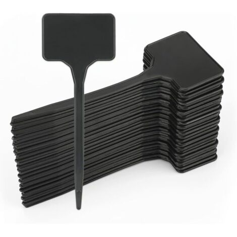 Lot de 50 étiquettes en plastique épais pour plantes - Noir (1/4)