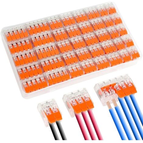 90PCS Connecteurs Électriques Rapide de Fil à Levier-écrou, Connecteur de Fil Compact Conducteur, Domino Électrique Connecteurs D'épissage pour Circuit en Ligne 28-12 AWG, PA/PC Ignifuge (1/4)