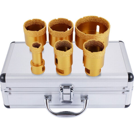 FENOPLASTICAVEVOR Foret Diamant a Sec Trepan Scie Cloche Kits 20/35/40/45/50/68 mm 6 Pcs Forets Diamantes Cylindrique Ensemble de Scies-cloches avec Filetage M14 pour Meuleuse Carrelage Porcelaine Gra