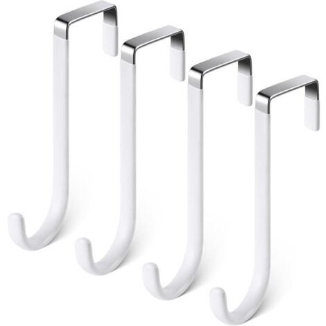 Crochet de Porte, 4 x Patère Porte en Acier Inoxydable, Crochets pour Rebord de Porte Tiroir, Porte Manteau pour Porte, Tiroir, Placard Armoire, Salle de Bains, Cuisine -Noir