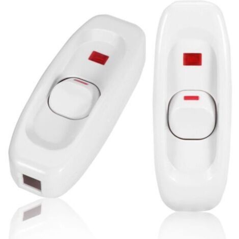 Interrupteur à Touche Basculante, Intermédiaire, Lampe de Chevet, 250V 10A In-Line Lamp ON/OFF Câble Commutateur avec LED Voyant lumineux, Blanc, 4 PCS (1/4)