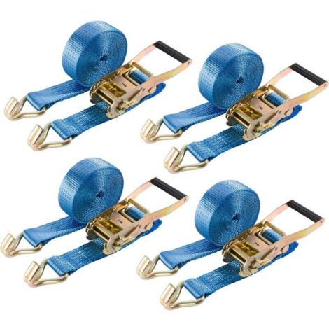 AREBOS 4x Sangles tension 2 partie avec crochet Sangles d'arrimage 6 m 800 kg (1/4)