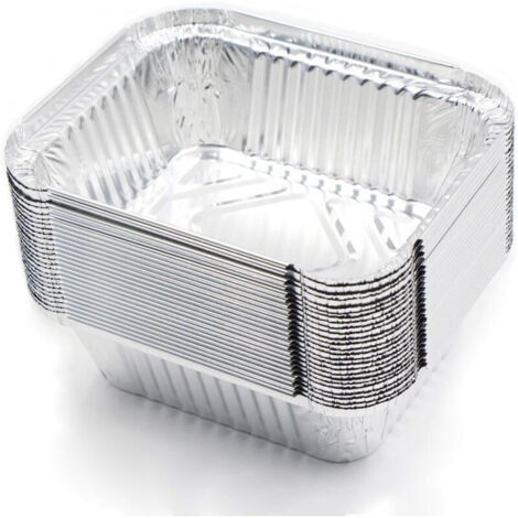 Lot de 25 bols jetables en aluminium pour barbecue, convient pour la cuisson, la friture, la cuisson, 15 x 12 x 5 cm, 400 ml (sans couvercle) (1/4)