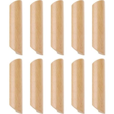 Lot de 10 Poignées de Placard en Bois 128mm Forme Éventail Poignée pour Meuble Tiroir avec Vis (1/4)
