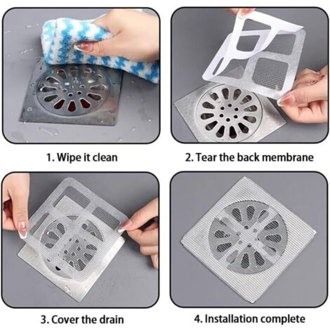 Lot de 50 Autocollants jetables pour canalisations de Douche et canalisations de Douche Attrape-Cheveux, Protection De Drain Filtre (1/3)