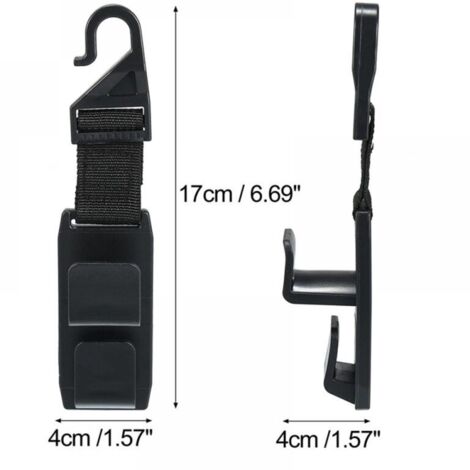 Crochets d'appui-tête magiques pour voiture, support de crochet d'appui-tête pour sac à main, noir, lot de 4 (1/3)