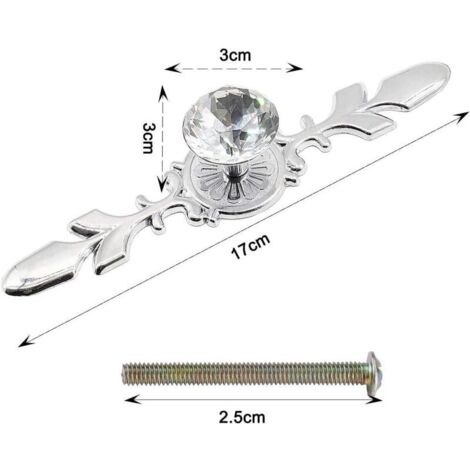Lot de 4 boutons de porte en cristal - Pour armoire - (1/3)