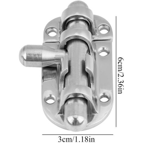 Loquet de Serrure de Porte de , Loquet Marin Argenté en Acier Inoxydable 316(60mm / 2.4in)