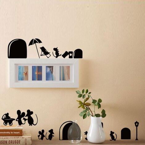 Autocollants muraux à motif de trou de souris, décalcomanies murales à faire soi-même pour la décoration de la maison et des escaliers