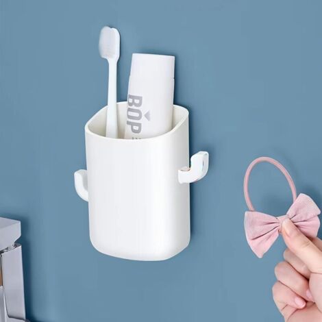 Joli porte-brosse à dents mural porte-brosse à dents mural sans perceuse porte-brosse à dents auto-adhésif pour salle de bain, dortoir universitaire, cuisine, appartements - Beige (1/3)
