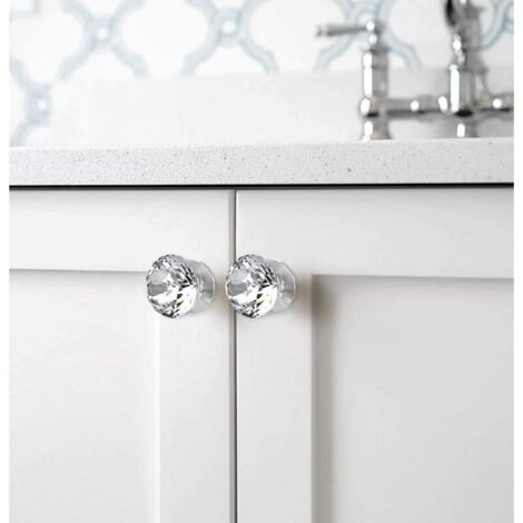 Lot de 4 boutons autocollants en cristal en aluminium Pour meubles Poignées autocollantes Pour armoire Porte coulissante Tiroir Poignées en cristal transparent Boutons de tiroir (1/3)