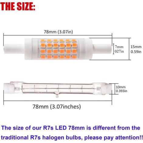 R7S LED 78mm Dimmable Blanc Chaud 2700K 5W J78 Lampe LED 450lm remplace la lampe halogène 50W Illuminant 230V 83 Ra, pack de 2 [Classe énergétique E] (1/3)