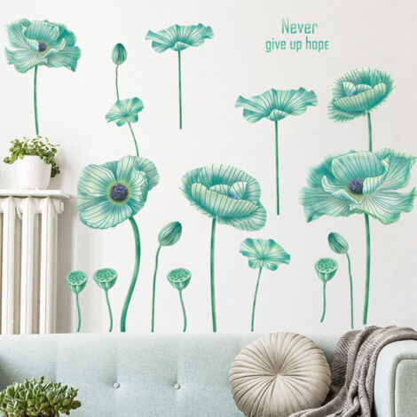 Un lot de Stickers Muraux feuilles vertes de lotus Autocollant Mural Décoration Murale pour Salon Bureau Chambre (1/3)
