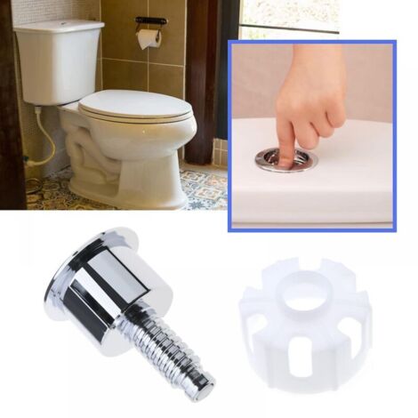 Bouton de chasse d'eau Double bouton poussoir rond Abs Chrome accessoires de remplacement de toilette pour salle de douche salle de bain toilette (1/3)