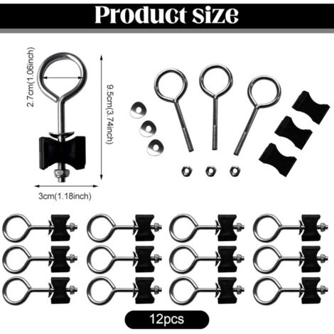 12 Pièces Vis pour Trampoline, Accessoires pour Trampoline Vis, Vis de Rechange pour Trampolines, Outil de Stabilité Trampoline, Set de Vis Trampoline pour Enfants, Vis pour Piquets Trampo (1/3)