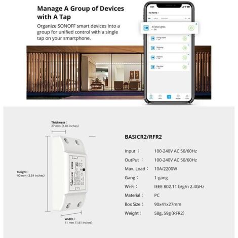 Interrupteur WiFi , Smart Remote Control Module de Commutation WiFi Télécommande Compatible avec Alexa Google (1/3)