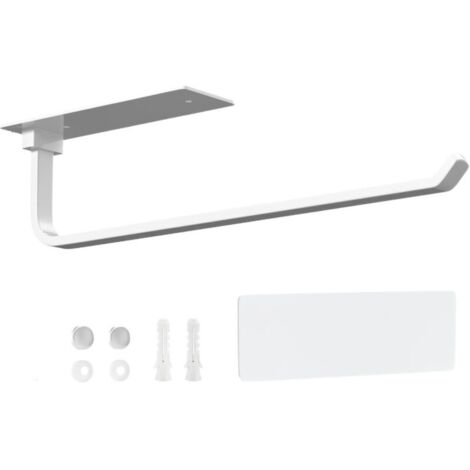 Porte-rouleau de cuisine sans perçage - Blanc - Auto-adhésif pratique - Sous armoire pour le rangement et l'organisation de cuisine (1/3)