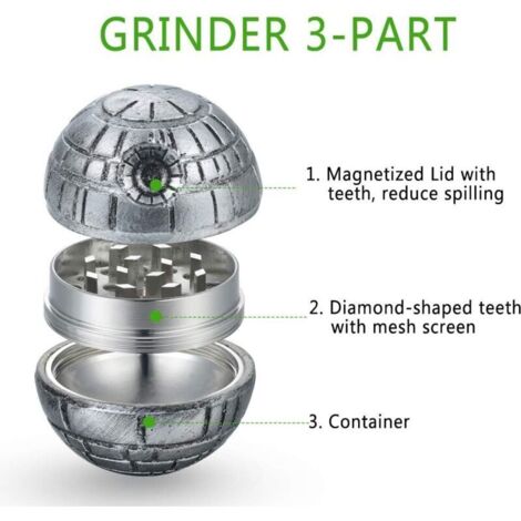 Star Wars Grinder Moulin à épices, Spespo Herb Moulin Broyeur Avec Pollen Catcher 2", Fabriqué en Alliage de zinc durable, pour Herbes, Pollen, Fleurs, Emballage coffret cadeau noir (1/3)