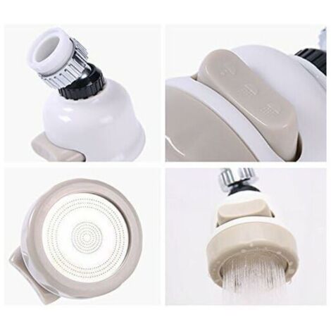 Tête de Robinet de Cuisine 360 ° Pivotant,Filtre de Buse Tête,3 Modes Réglable,embout à économie d'eau,pour cuisine et salle de bain (Blanc) (1/3)