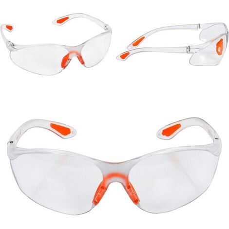 Lot de 24 Lunettes de Sécurité Transparentes - Lunettes de Protection avec Verres en Plastique, Pont-de-Nez et Embouts de Branches en Caoutchouc pour Plus de Confort - Lunette Transparente PPE
