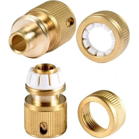 Connecteurs rapides pour tuyau d'arrosage en laiton, 4 pièces, connecteurs rapides pour tuyau d'arrosage 1/2" (1/3)