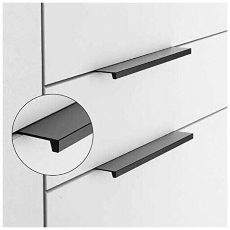 Lot de 10 Poignée Noir Poignée de Meuble Noir- Poignée Invisible Poignee de Meuble Cuisine Noir Poignée Meuble Noir Mat en Alliage d'Aluminium Entraxe 96mm (1/3)