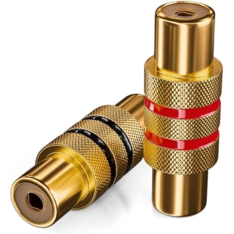 2 Pièces Coupleur RCA - Adaptateur Audio Vidéo Noir et Rouge - Connecteur RCA Femelle (1/3)