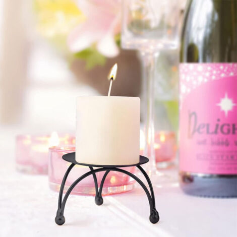 Bougeoir noir, ensemble de 3 plaques de bougie pilier en fer de petite taille de 2,5 in, petit bougeoir décoratif adapté aux bougies LED et en cire, bougeoir sur pied pour tables, mariage (1/3)