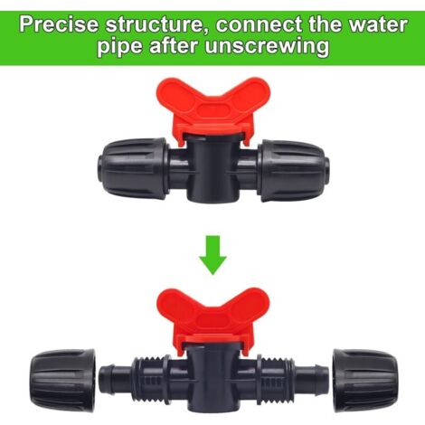 10 Pièces Vanne Commutation d'Irrigation, Irrigation Pipe Valve Switch, Robinet Jardin en Plastique PE, Robinet Barbelé Double Mâle, pour L'irrigation des Pelouses de Jardin, pour 16mm Tuyau (1/3)