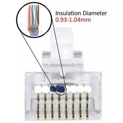 Lot de 100 RJ45 8P8C CAT6 CAT5E Connecteur de Passe à Travers Ethernet Modulaire Plug 50u Plaqué (1/3)