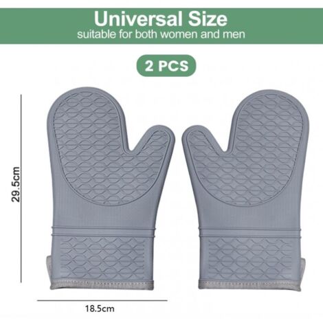 Lot de 2 gants de cuisine en silicone, gants de cuisine résistants à la chaleur avec doublure en coton doux, gants de cuisine imperméables antidérapants, maniques pour barbecue (1/3)