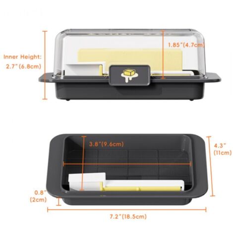 Récipient Coupe Beurre, Beurrier avec Couvercle Transparent, Boîte de Beurre pour Refroidir, Boîte de Stockage de Beurre Livré avec Cutter, Plastique Réutilisable, pour Stocker le Beurre, (1/3)