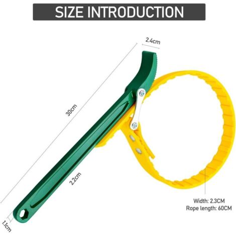 Clé à Sangle Réglable, Cle filtre a Huile, Cle a Sangle de Filtre Multifonctional Poignée de 22.5cm Outil de Retrait pour mécaniciens et plombiers (1/3)