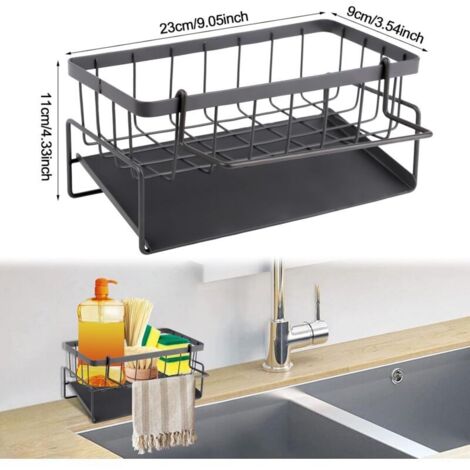 Rangement et Organisation de Cuisine, Organiseur D'évier avec Crochet pour Éviers de Salle de Bains et de Cuisine (Gris) (1/3)