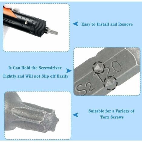 Embout de Tournevis Embout t20 Visseuse a Choc Set 40 Pcs Mèche Hexagonale Pour le Bricolage Domestique le Travail du Bois les Pièces Automobiles (1/3)