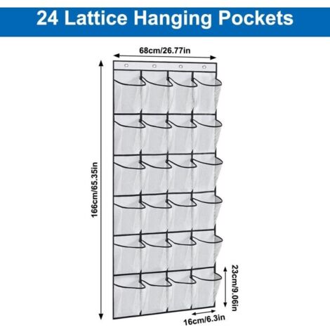 Rangement Chaussures Suspendu avec 24 Poches, Range Chaussures à Suspendre sur la Porte, Sac de Rangement Suspendu (Blanc) (1/3)