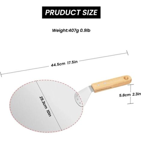 Pelle à pizza en aluminium de qualité supérieure avec manche en bois de 22 cm 25,5 x 25,5 cm / 10 pouces Pizza pour la cuisson de la pizza à la main Pelle en aluminium Raffiné Four à pizza Acce (1/3)