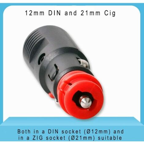 Allume-Cigares Fiche, 12mm Hella (DIN) et 21mm US Prises, Normes DIN ISO 4165 standards, avec 10A 16A Fusible 12V/24V Adaptateur Câble d'extension pour Camping Car Bateau Moto (2x PCS) (1/3)