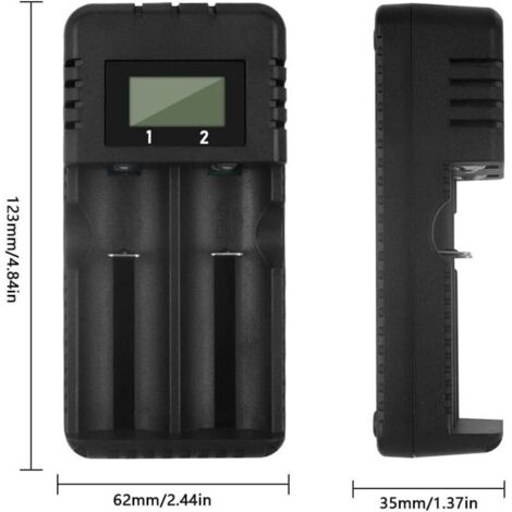 18650 Chargeur Batterie Universel Charge Rapide Intelligente Tête à 2 Fentes avec Ecran LCD Compatible avec Une variété de Batteries Li-ION 3,7 V 266