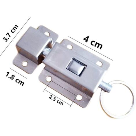 2 pcs Boulons à ressort, Loquet Coulissant Automatique, Boulon à ressort coulissant en acier inoxydable, Avec vis, pour salle de bain chambre Porte des toilettes (1/3)