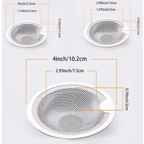 3 pièces accessoire d'évier en acier inoxydable baignoire cheveux retenue crépines baignoire évier draine déchets protecteurs évier déchet bouchon pour cuisine et salle de bain (1/3)