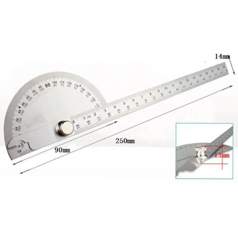 250x14mm - Rapporteur d'angle - Rapporteur simple en acier inoxydable (1/2)
