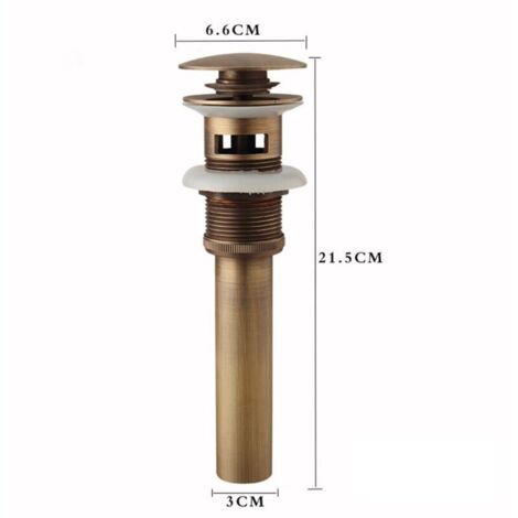 Avec Trop-Plein - Bonde de lavabo，Pop-up Rétro Bouchon Bonde de Lavabo Vidange en Laiton Bronzé Universel Valve Draineur dEvier Vasque Siphon