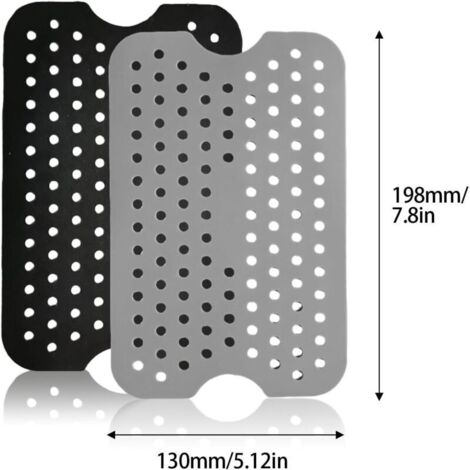 4 Pièces Doublure de Friteuse à Air Revêtements Antiadhésifs pour Friteuse à Air Tampons pour Friteuse à Air Tapis de Friteuse à Air en Silicone pour Four, Friteuse à Air (Gris, Noir) (1/3)