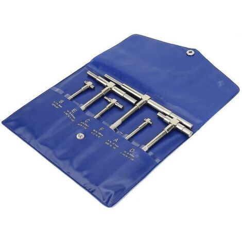 6pcs / set Jeu de jauges télescopiques 8-150mm Jauge de diamètre intérieur réglable Nickel T-bore Hole Jauge Plaqué Tête Carrée Jauge Télescopique Micromètre Measurin