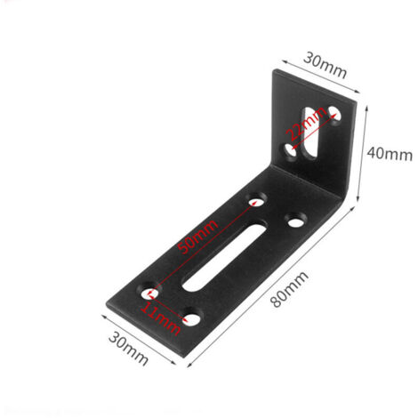 Équerres d'Angle Réglables, Lot de 2, en Acier Inoxydable, Dimensions 80 x 40 x 30 mm, Supports d'Angle à 90 Degrés pour Réparation de Meubles, Couleur Noire (1/3)