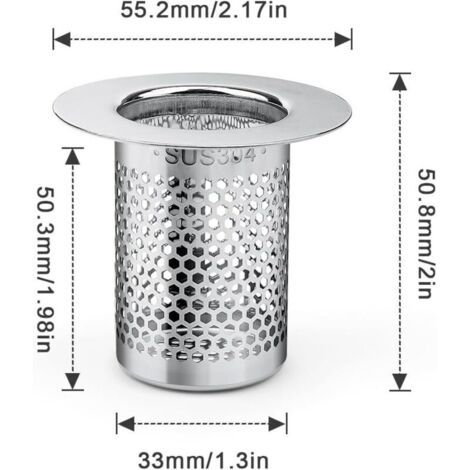 Filtre a Cheveux Douche, 3 Pièces Inoxydable Filtre Lavabo Salle de Bain, 5,5 × 5cm Bouchon Lavabo Filtre pour Balcon (1/3)