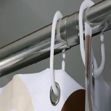 12pcs Anneaux de Rideau de Douche en Plastique en Forme de C Crochets de Rideau pour Rideau de Porte, adaptés à la plupart des rideaux de douche (1/3)