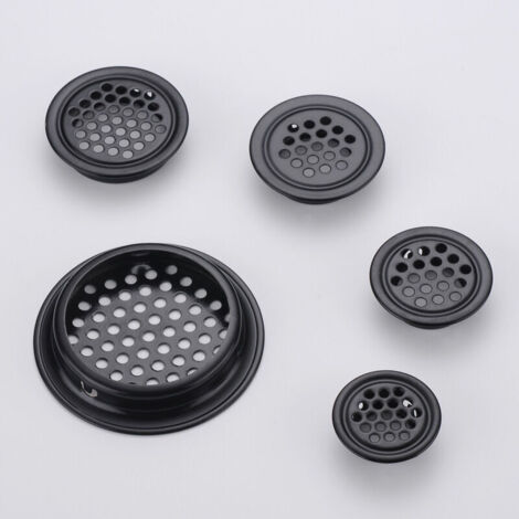 Lot de 20 grilles d'aération rondes en acier inoxydable pour camping-car/salle de bain/cuisine. etc. Noir 53 mm (1/3)